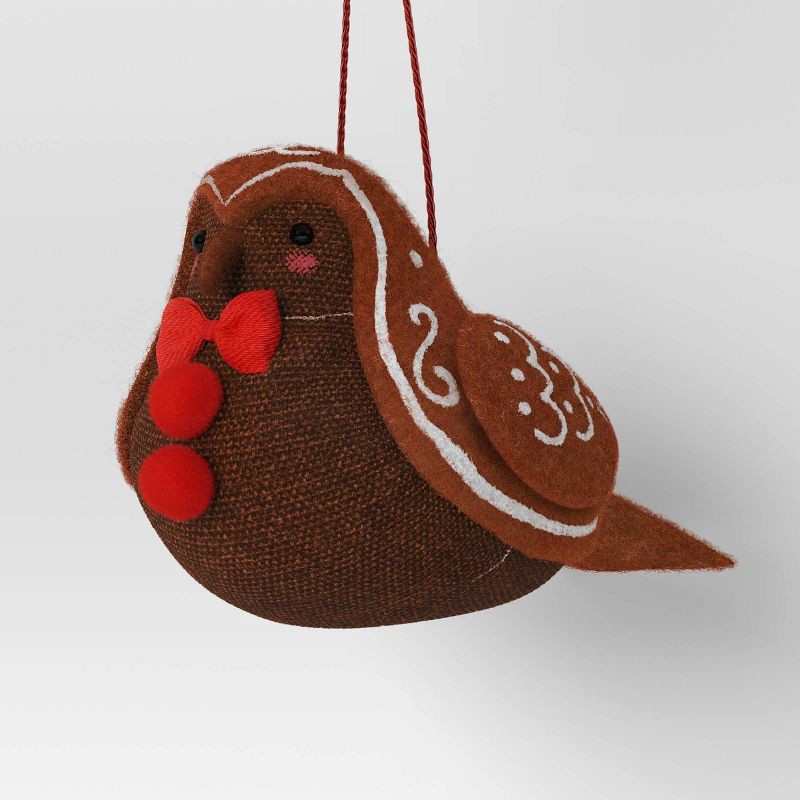 slide 1 of 3, Christmas Gingerbread Fabric Bird Ornament - Wondershop™, 1 ct