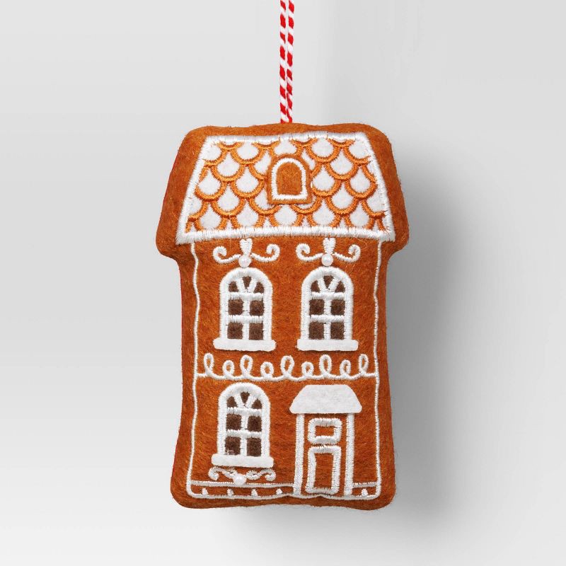 slide 1 of 3, Christmas Fabric Gingerbread Shingle Roof House Ornament - Wondershop™, 1 ct