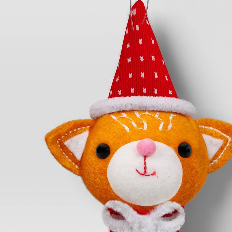 slide 3 of 3, Christmas Fabric Cat Head with Red Hat Ornament - Wondershop™, 1 ct