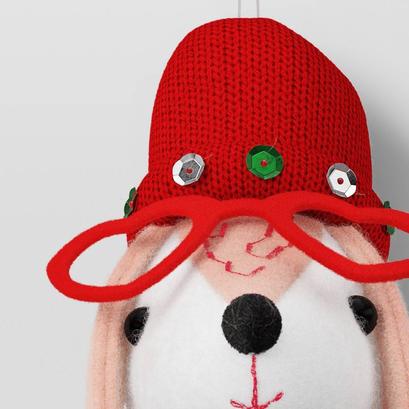 slide 3 of 3, Fabric Dog Head Plaid Scarf Christmas Tree Ornament - Wondershop™, 1 ct