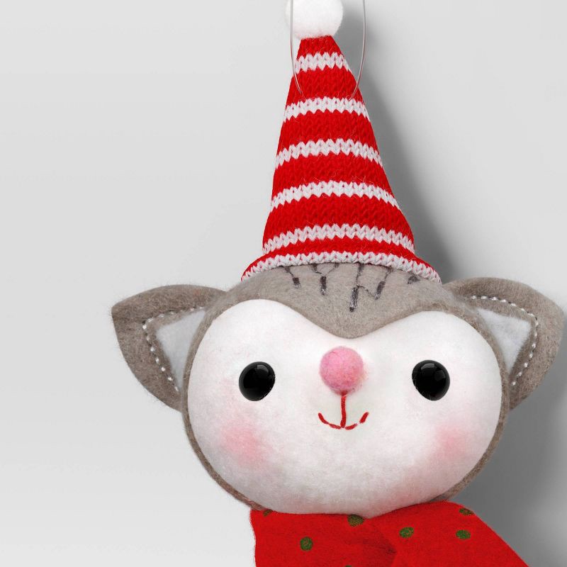 slide 3 of 3, Christmas Fabric Cat Head Red Polkadot Scarf Ornament - Wondershop™, 1 ct