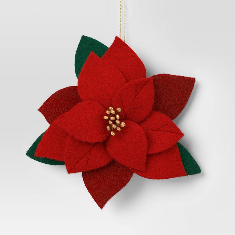 slide 1 of 3, Christmas Fabric Poinsettia Ornament - Wondershop™, 1 ct