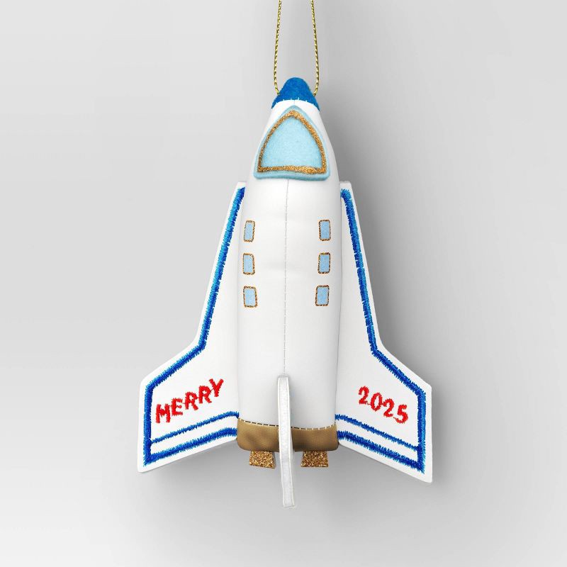 slide 1 of 3, Christmas Fabric Spaceship Ornament - Wondershop™, 1 ct