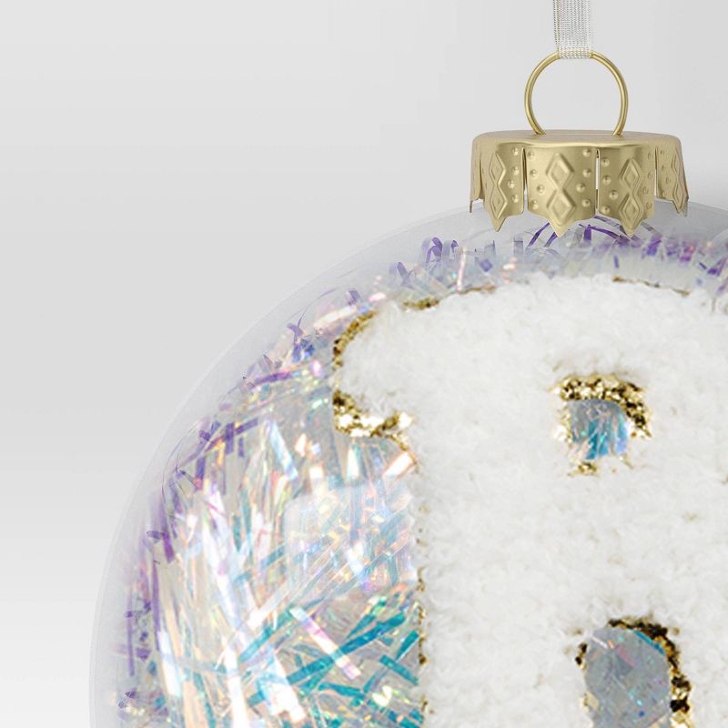 slide 3 of 3, Christmas Monogram Plastic Tinsel Ball B - Wondershop™, 1 ct