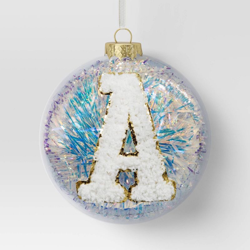 slide 1 of 3, Christmas Monogram Plastic Tinsel Ball A - Wondershop™, 1 ct