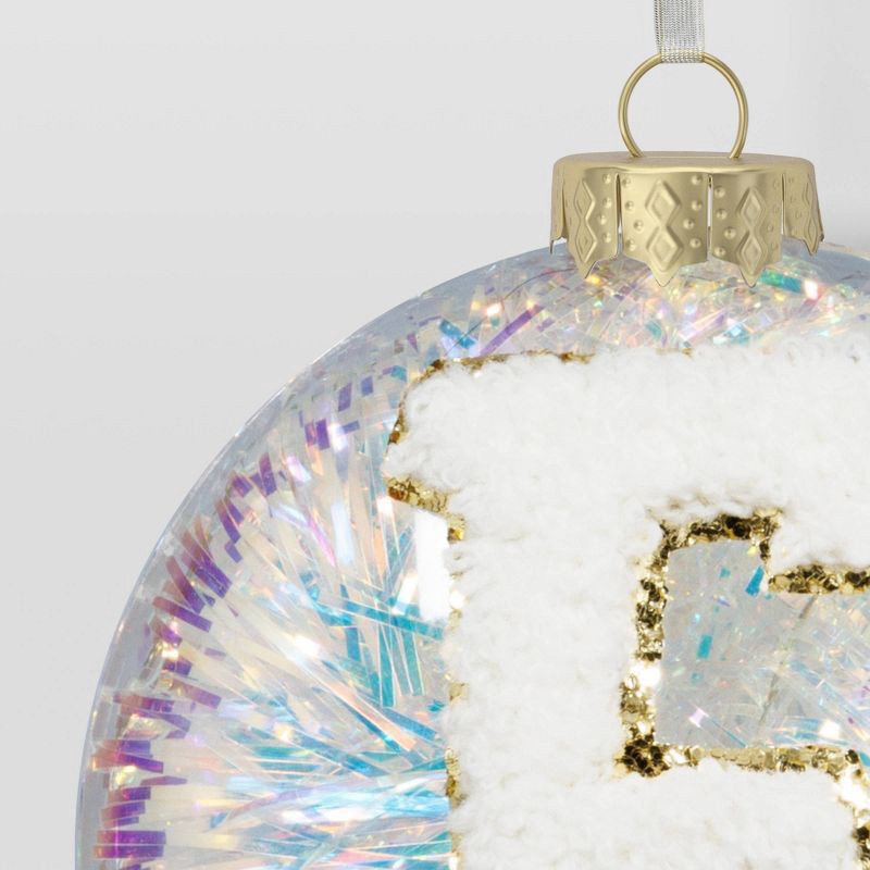 slide 3 of 3, Christmas Monogram Plastic Tinsel Ball E - Wondershop™, 1 ct