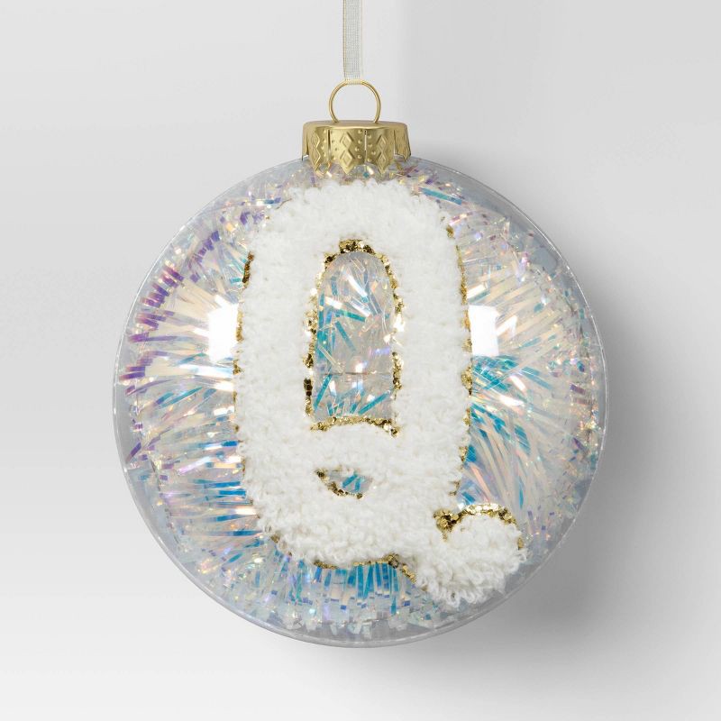 slide 1 of 3, Christmas Monogram Plastic Tinsel Ball Q - Wondershop™, 1 ct