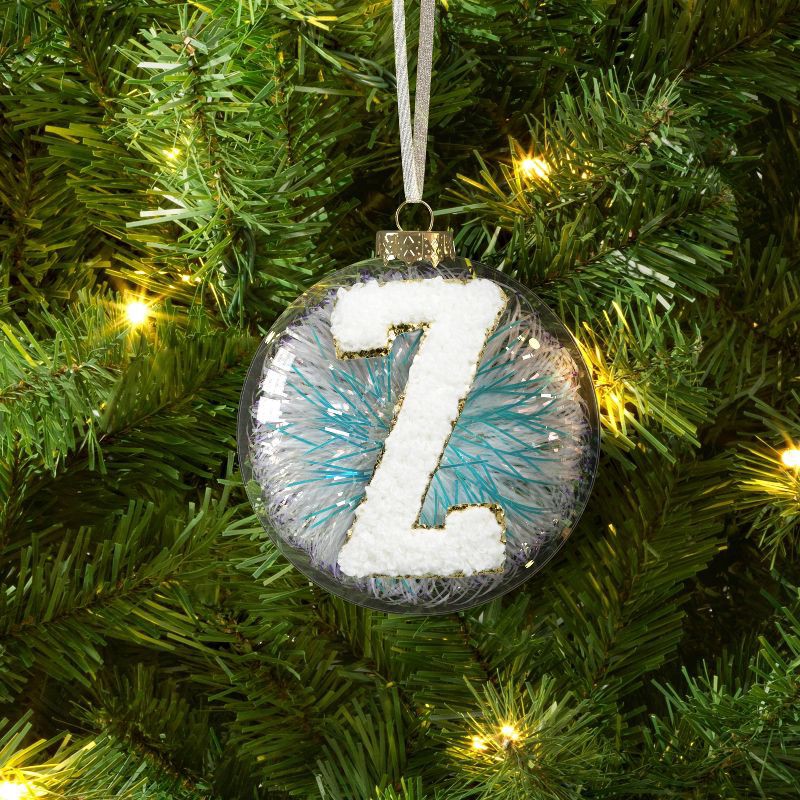 slide 2 of 3, Christmas Monogram Plastic Tinsel Ball Z - Wondershop™, 1 ct