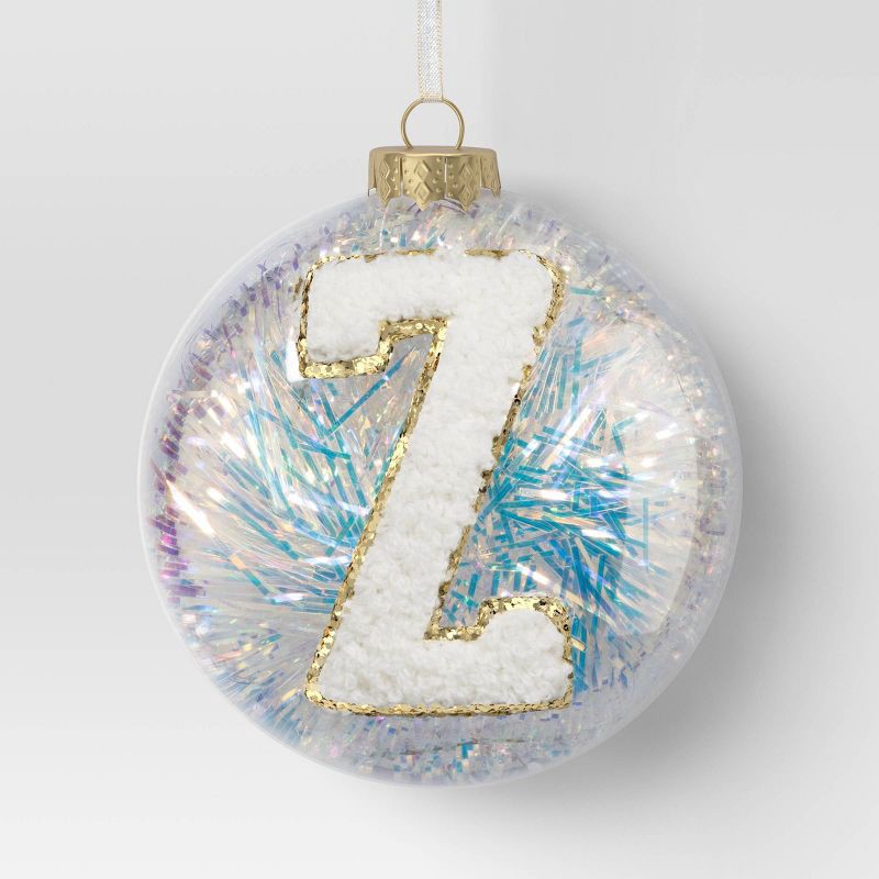 slide 1 of 3, Christmas Monogram Plastic Tinsel Ball Z - Wondershop™, 1 ct