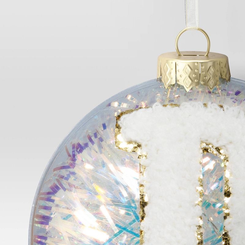 slide 3 of 3, Christmas Monogram Plastic Tinsel Ball D - Wondershop™, 1 ct