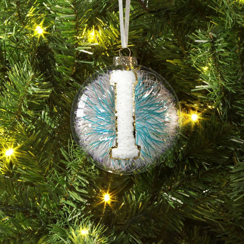 slide 2 of 3, Christmas Monogram Plastic Tinsel Ball I - Wondershop™, 1 ct