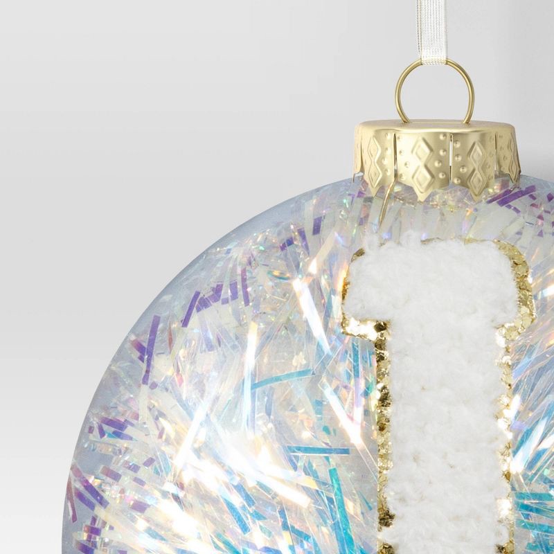 slide 3 of 3, Christmas Monogram Plastic Tinsel Ball I - Wondershop™, 1 ct
