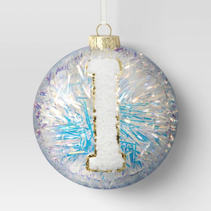 slide 1 of 3, Christmas Monogram Plastic Tinsel Ball I - Wondershop™, 1 ct