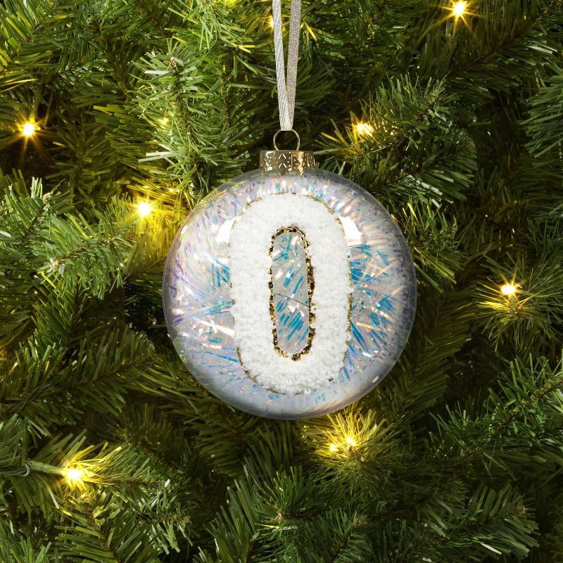 slide 2 of 3, Christmas Monogram Plastic Tinsel Ball O - Wondershop™, 1 ct