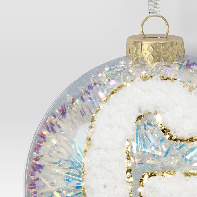 slide 3 of 3, Christmas Monogram Plastic Tinsel Ball G - Wondershop™, 1 ct