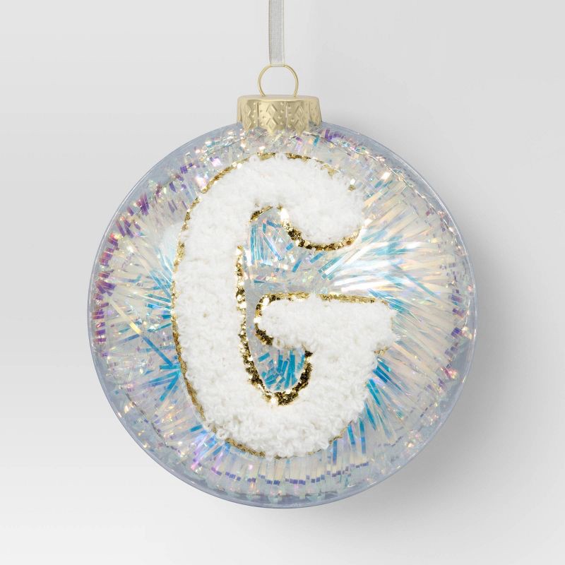 slide 1 of 3, Christmas Monogram Plastic Tinsel Ball G - Wondershop™, 1 ct