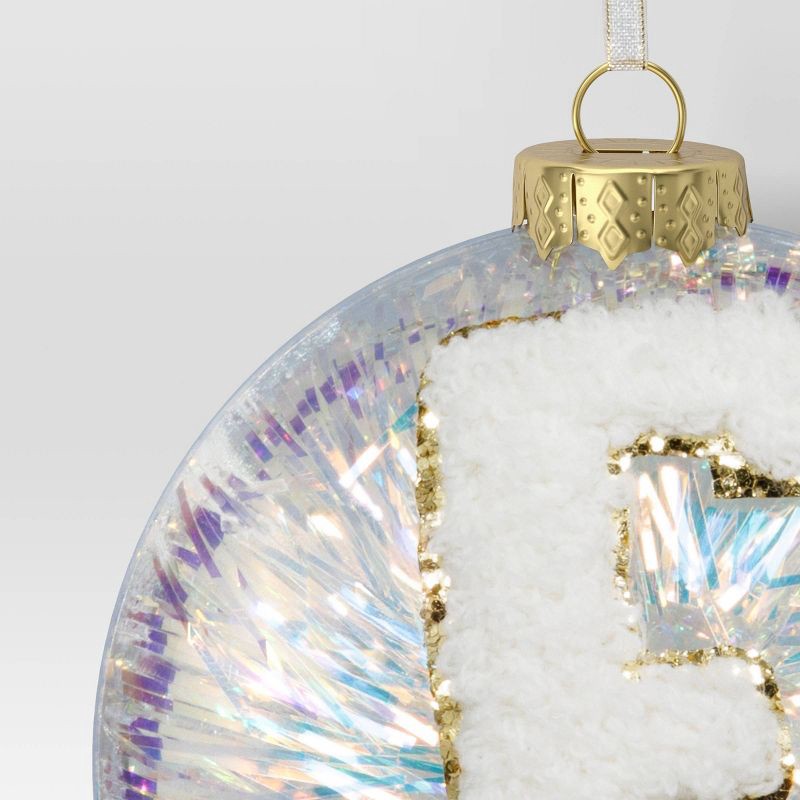 slide 3 of 3, Christmas Monogram Plastic Tinsel Ball F - Wondershop™, 1 ct