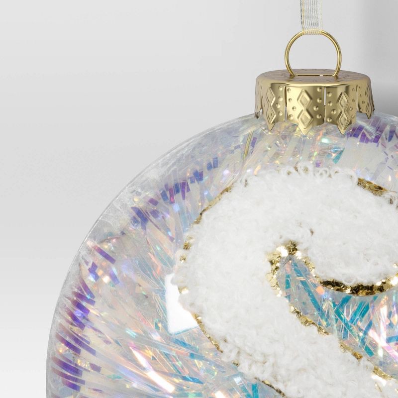 slide 3 of 3, Christmas Monogram Plastic Tinsel Ball S - Wondershop™, 1 ct