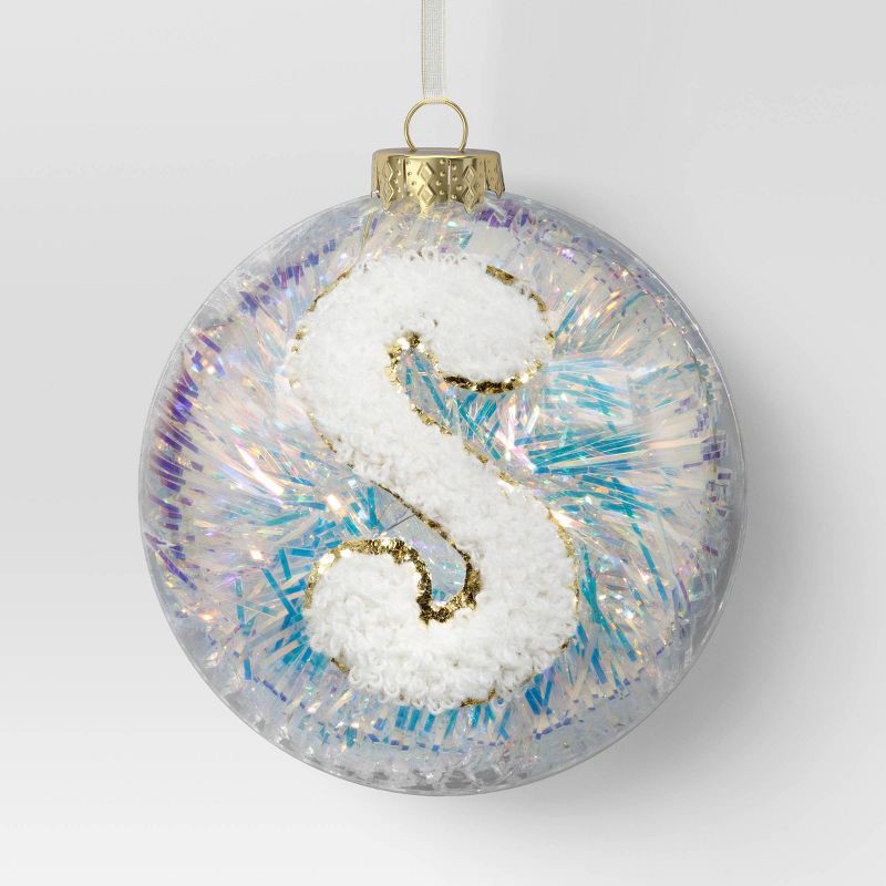 slide 1 of 3, Christmas Monogram Plastic Tinsel Ball S - Wondershop™, 1 ct