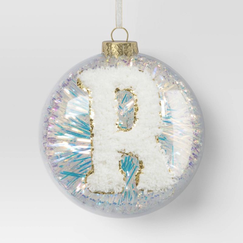 slide 1 of 3, Christmas Monogram Plastic Tinsel Ball R - Wondershop™, 1 ct