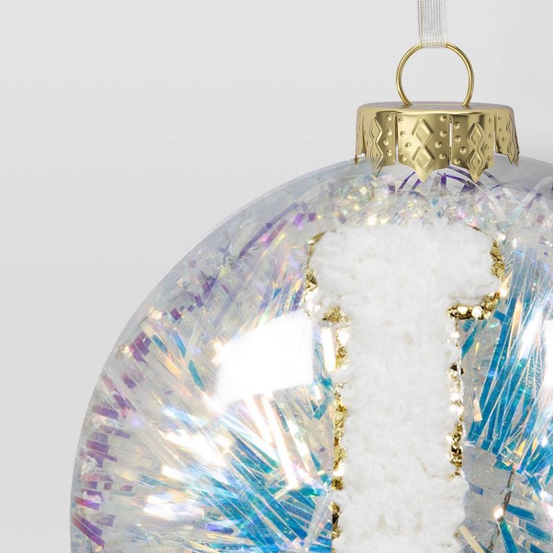 slide 3 of 3, Christmas Monogram Plastic Tinsel Ball L - Wondershop™, 1 ct
