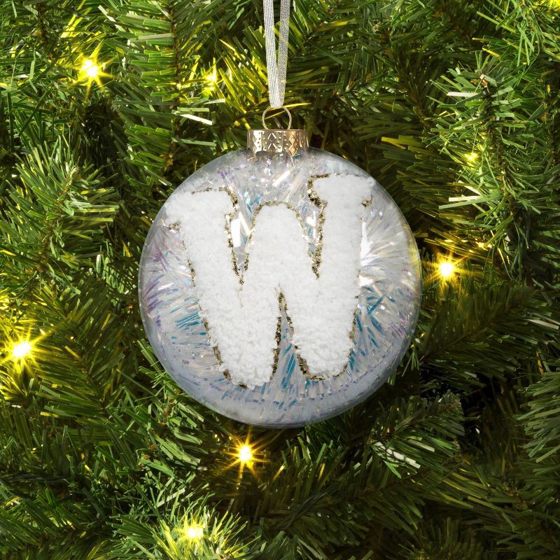 slide 2 of 3, Christmas Monogram Plastic Tinsel Ball W - Wondershop™, 1 ct