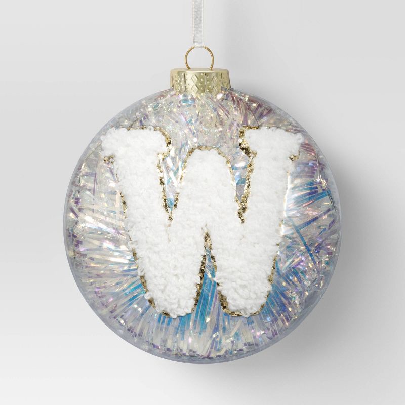 slide 1 of 3, Christmas Monogram Plastic Tinsel Ball W - Wondershop™, 1 ct