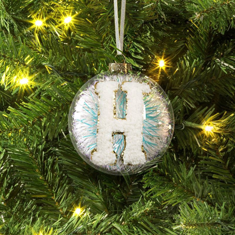 slide 2 of 3, Christmas Monogram Plastic Tinsel Ball H - Wondershop™, 1 ct