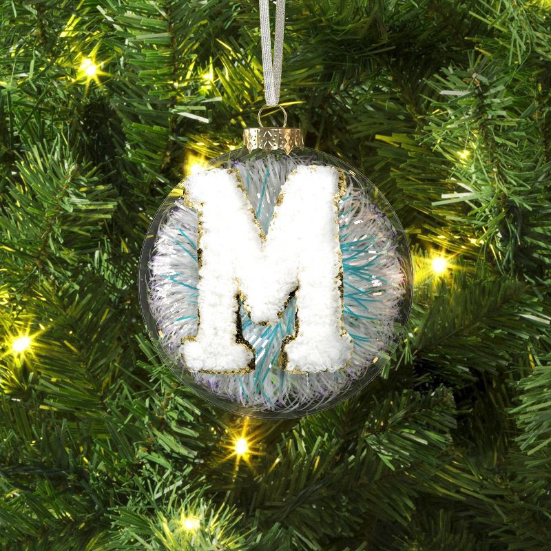 slide 2 of 3, Christmas Monogram Plastic Tinsel Ball M - Wondershop™, 1 ct