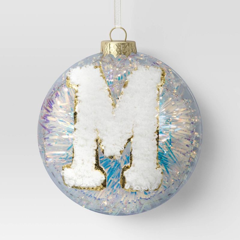 slide 1 of 3, Christmas Monogram Plastic Tinsel Ball M - Wondershop™, 1 ct