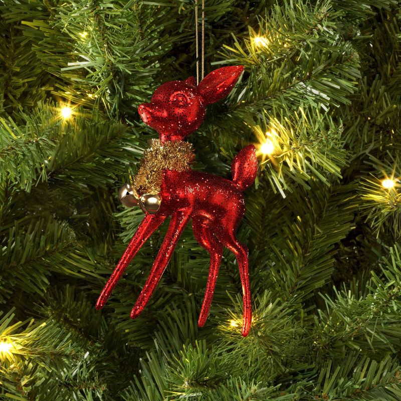 slide 2 of 3, Christmas Plastic Deer Ornament Red - Wondershop™, 1 ct