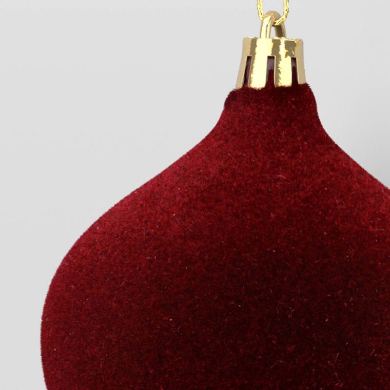 slide 3 of 3, Christmas Onion Shaped Flocked Red Ornament with Tassle - Wondershop™, 1 ct