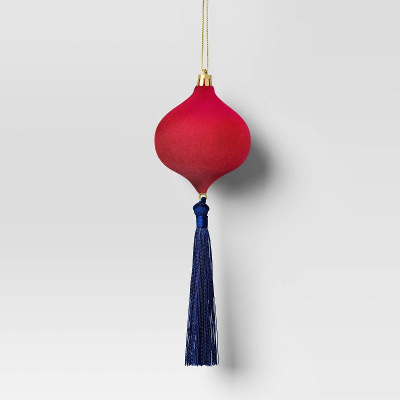 slide 1 of 3, Christmas Onion Shaped Flocked Hot Pink Ornament with Tassel - Wondershop™, 1 ct