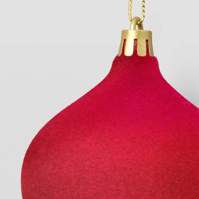 slide 3 of 3, Christmas Onion Shaped Flocked Hot Pink Ornament with Tassel - Wondershop™, 1 ct