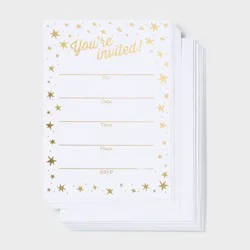 10ct Invitations You're Invited Gold Stars - Spritz™