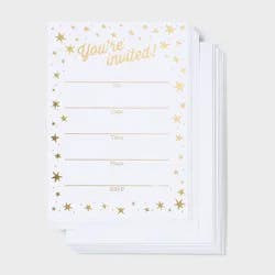 10ct Invitations You're Invited Gold Stars - Spritz™