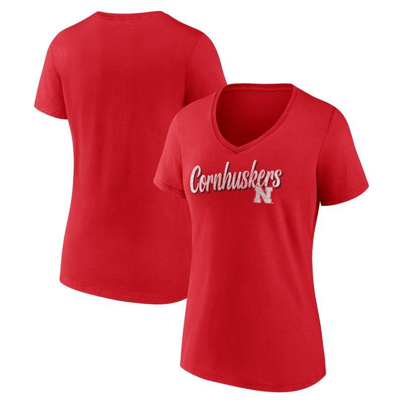 slide 3 of 3, NCAA Nebraska Cornhuskers Women's V-Neck T-Shirt - L, 1 ct