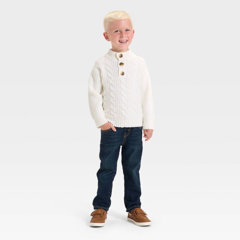 slide 2 of 3, Toddler Boys' Mockneck Knit Sweater - Cat & Jack™ Cream 18M, 1 ct