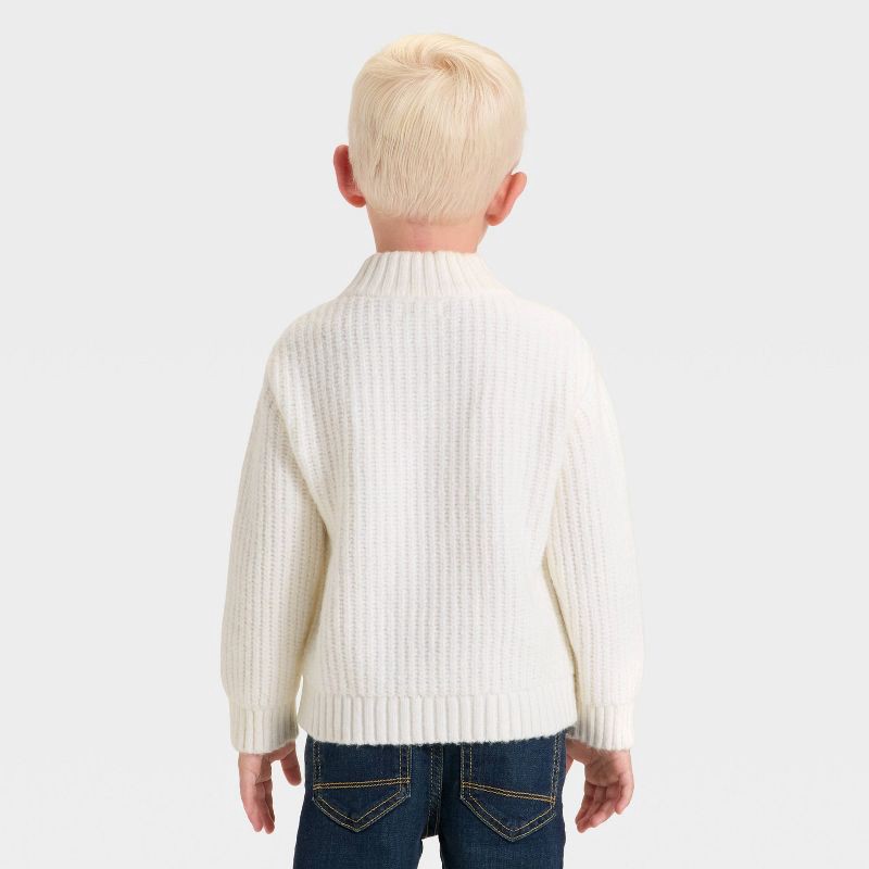 slide 2 of 3, Toddler Boys' Mockneck Knit Sweater - Cat & Jack™ Cream 2T, 1 ct