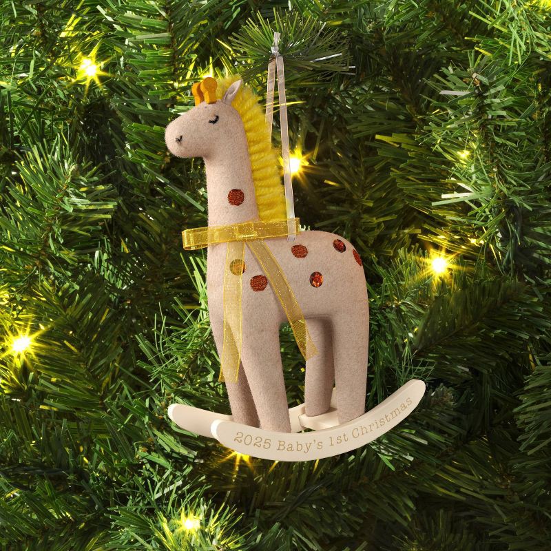 slide 2 of 3, Christmas Fabric Giraffe Rocking Horse Ornament - Wondershop™, 1 ct