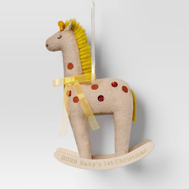 slide 1 of 3, Christmas Fabric Giraffe Rocking Horse Ornament - Wondershop™, 1 ct