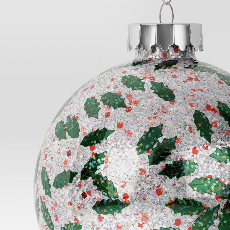 slide 3 of 3, 100mm Christmas Holly Leave Confetti Ball Ornament - Wondershop™, 1 ct
