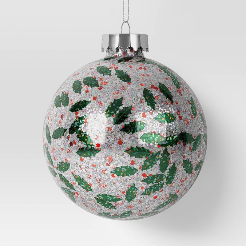 slide 1 of 3, 100mm Christmas Holly Leave Confetti Ball Ornament - Wondershop™, 1 ct