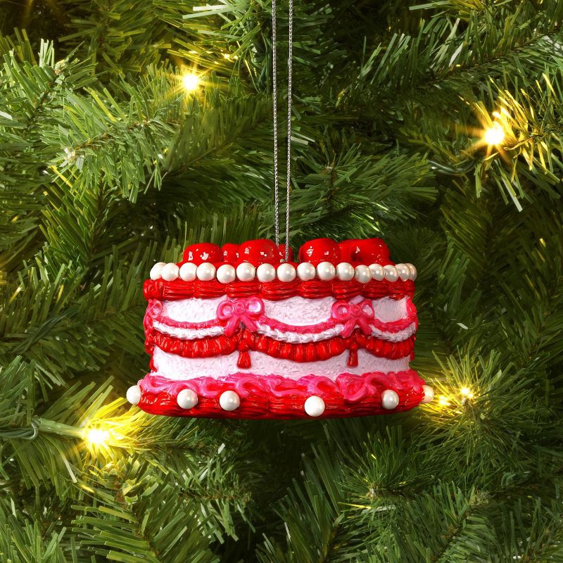 slide 2 of 3, Christmas Resin Heart Cake Ornament Pink/Red - Wondershop™, 1 ct