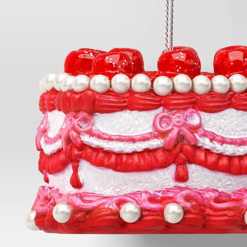 slide 3 of 3, Christmas Resin Heart Cake Ornament Pink/Red - Wondershop™, 1 ct