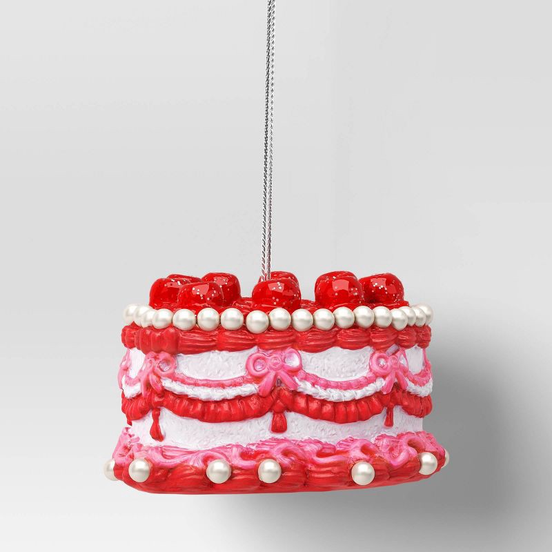 slide 1 of 3, Christmas Resin Heart Cake Ornament Pink/Red - Wondershop™, 1 ct