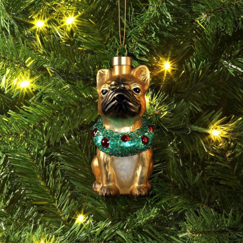 slide 2 of 3, 4" Christmas Glass Bulldog Ornament - Wondershop™, 1 ct