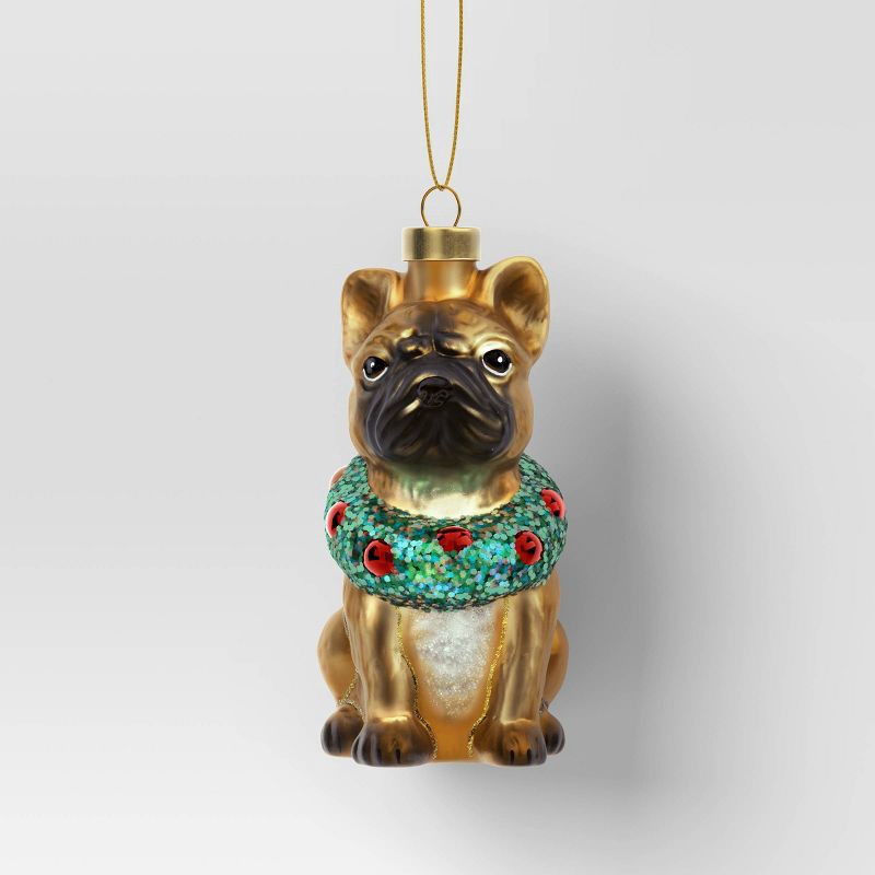 slide 1 of 3, 4" Christmas Glass Bulldog Ornament - Wondershop™, 1 ct