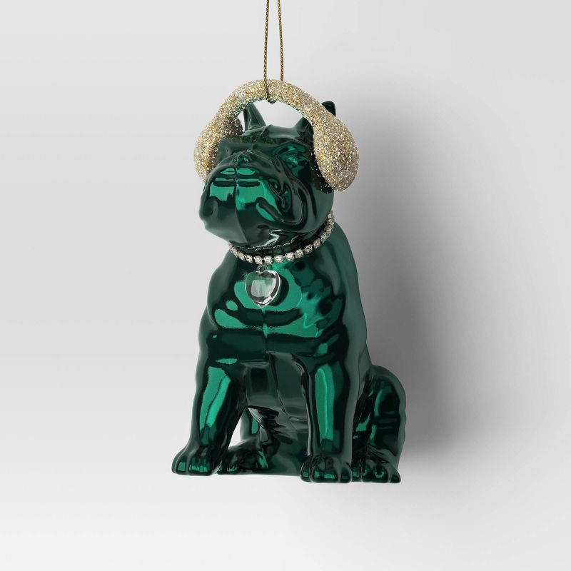 slide 1 of 3, 4" Christmas Puppy with Earmuff Ornament Green - Wondershop™, 1 ct