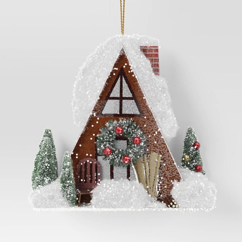 slide 3 of 4, Christmas A Frame House Ornament - Wondershop™, 1 ct